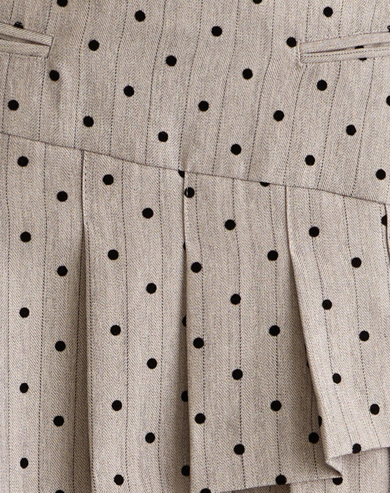 Tarja Mini Skirt in Beige with Polka Pinstripe