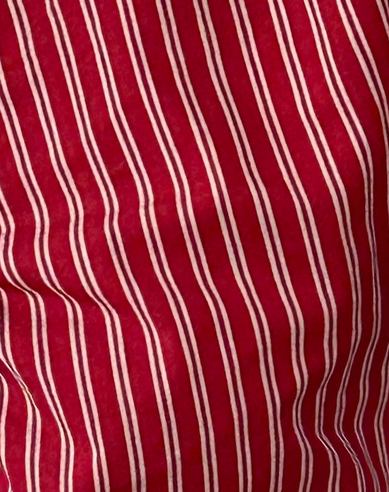 Tarsi Fitted Shirt in Maroon Stripe