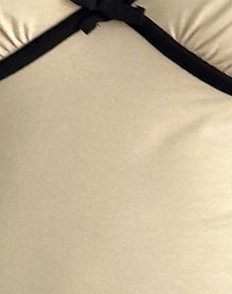 Tasina Top in Coconut Milk with Black Binding