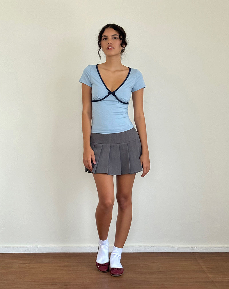 Tasina Top in Nantucket Blue with Navy Binding