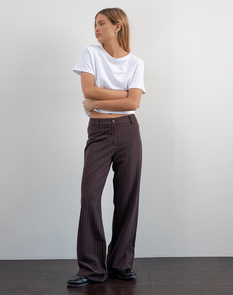 Tatina Smart Trouser in Brown Pinstripe Tailoring