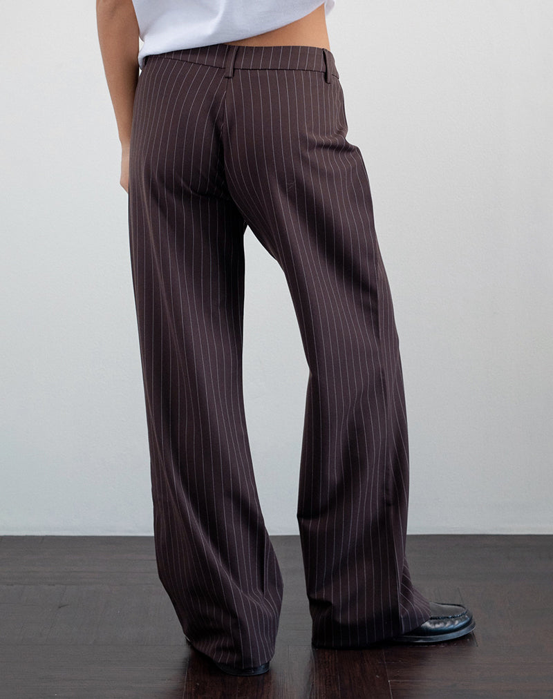 Tatina Smart Trouser in Brown Pinstripe Tailoring