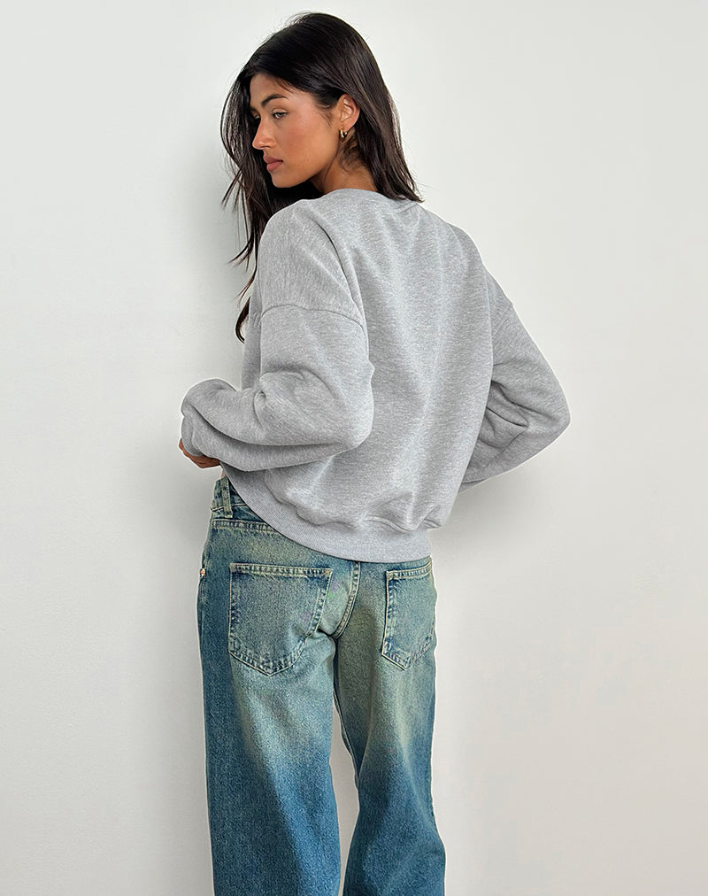 Tedasa Crew Sweatshirt in Grey Marl with M Emblem