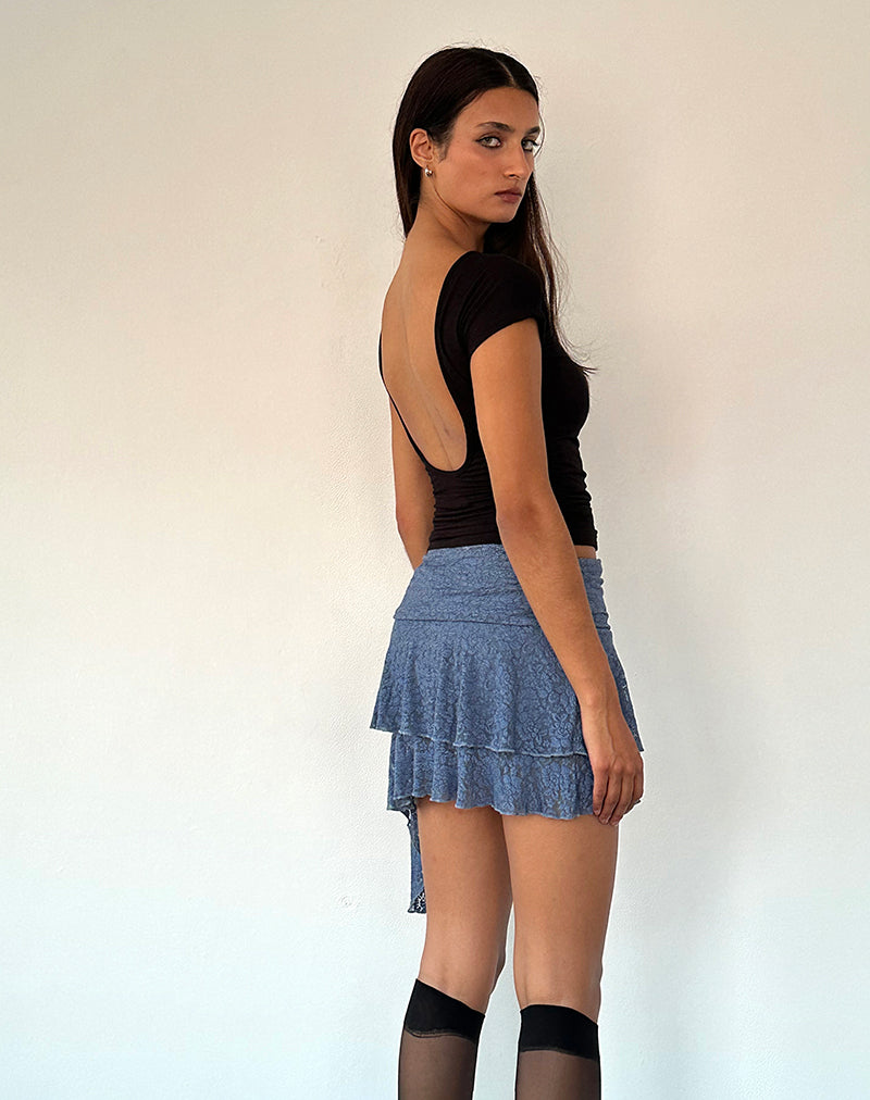 Theri Frill Mini Skirt in Moonlight Blue