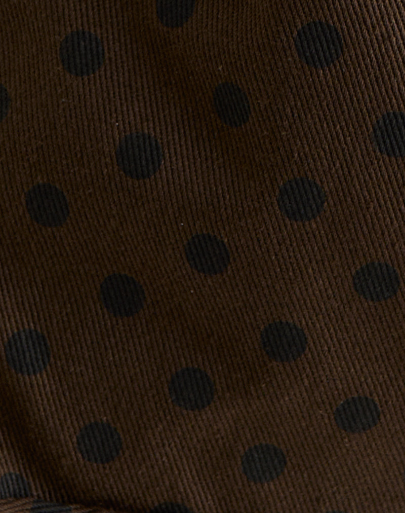 Sota Twill Bag in Brown with Black Polka Print