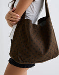 Sota Twill Bag in Brown with Black Polka Print