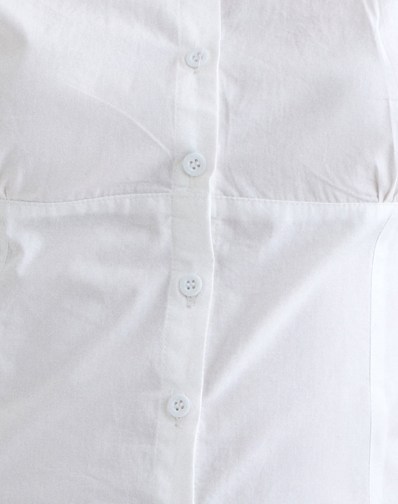Thrine Puff Sleeve Shirt in Poplin White