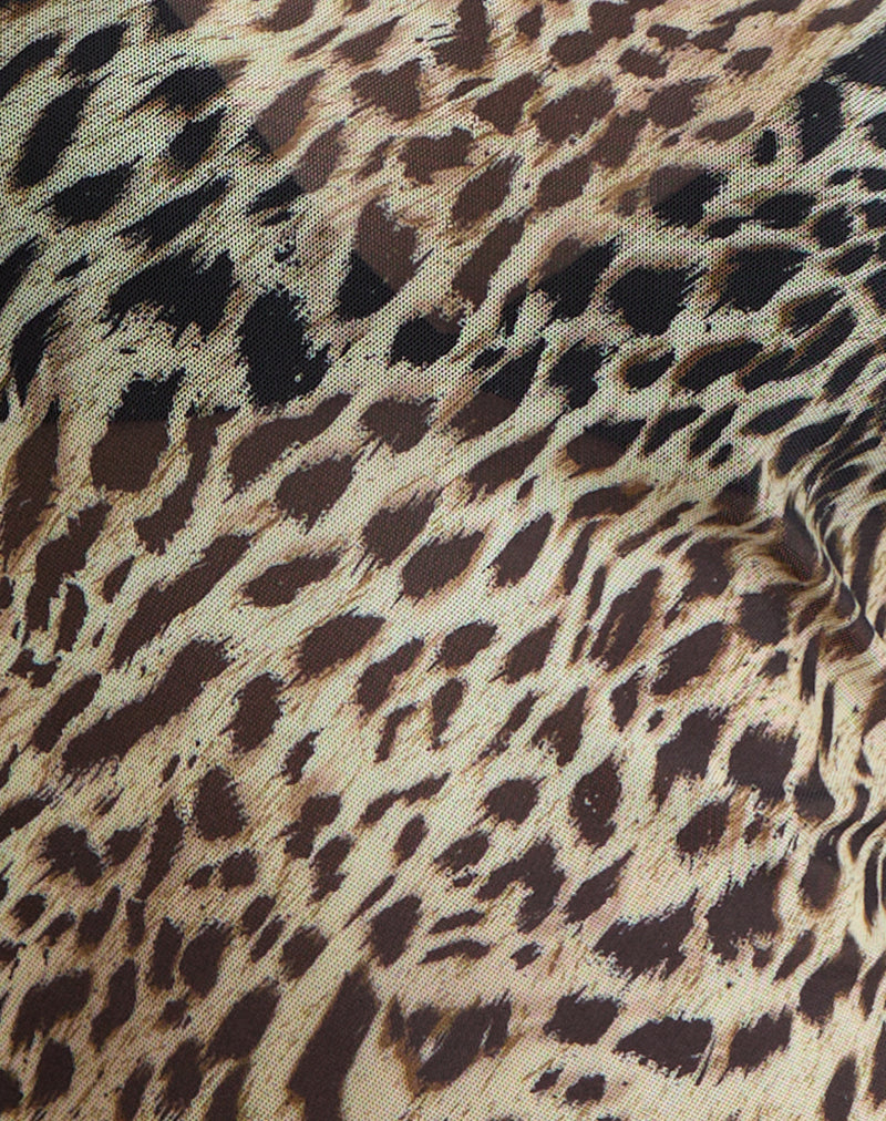 Tineko Long Sleeve Top in Leopard Dance Brown