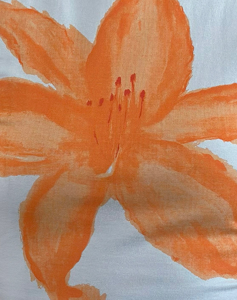 Tiona Tee in Blue with Orange Painted Flower