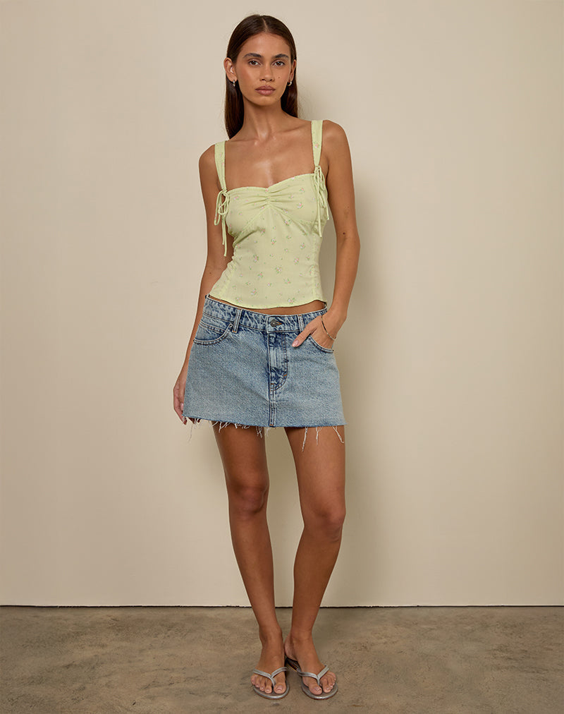 Tismia Top in Fun Ditsy Floral Lime