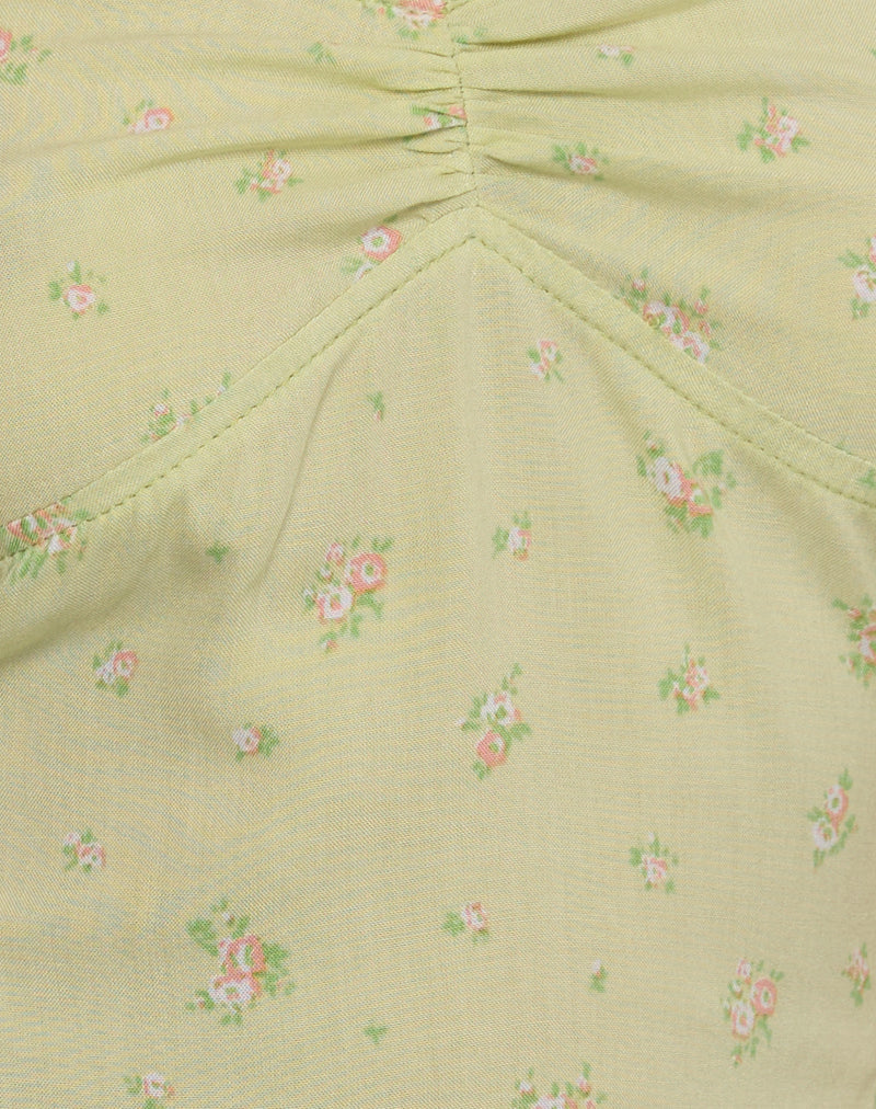 Tismia Top in Fun Ditsy Floral Lime