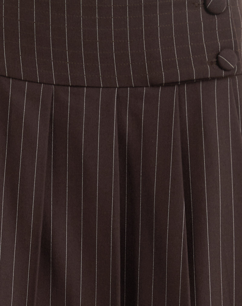 Tisrah Skirt in Dark Brown Pinstripe