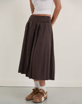 Tisrah Skirt in Dark Brown Pinstripe