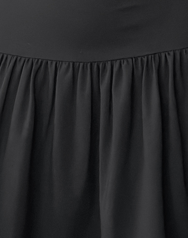 Toinette Drop Waist Mini Dress in Black