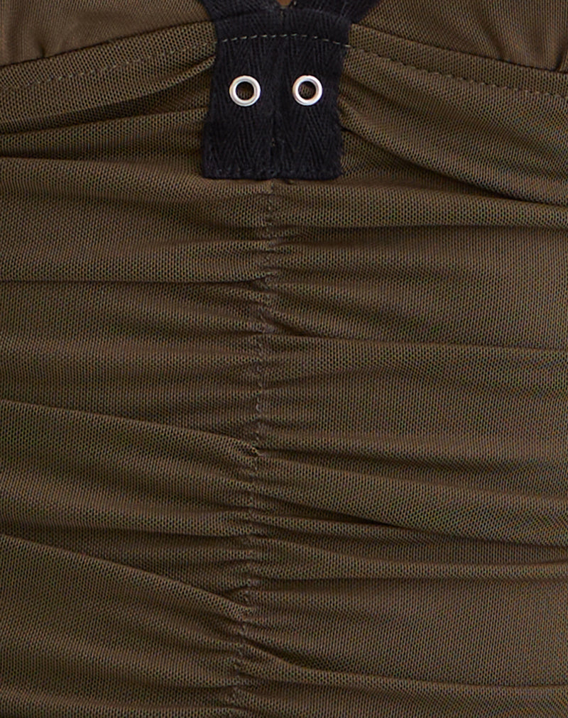 Tolani Cami Top in Heavy Mesh Khaki