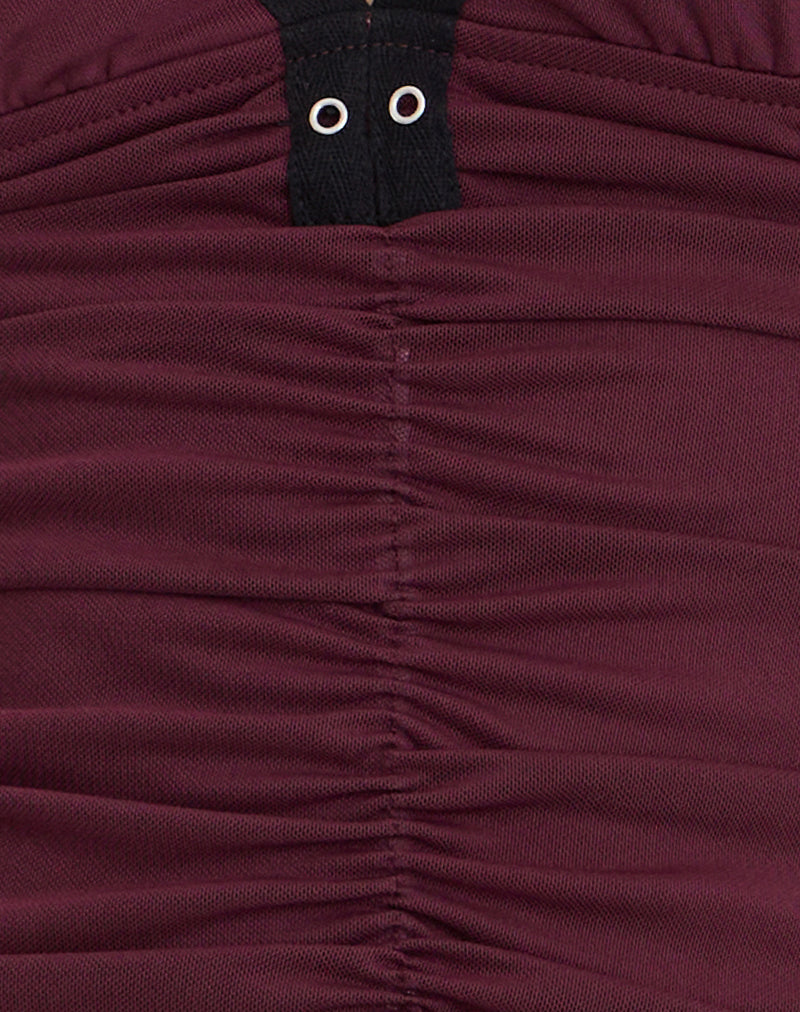 Tolani Cami Top in Heavy Mesh Wine