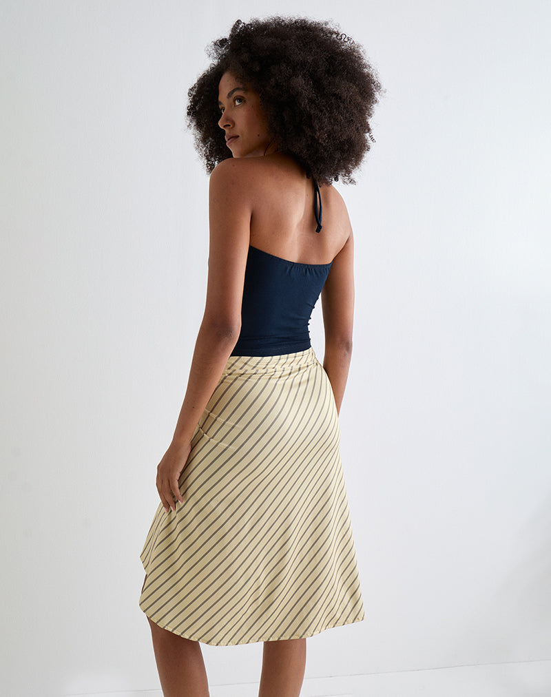 Tomoe Halter Neck Top in Rayon Jersey Navy