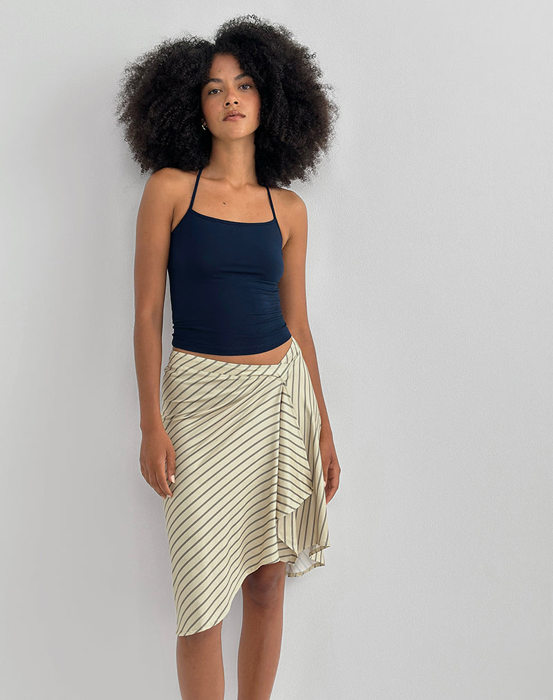 Tomoe Halter Neck Top in Rayon Jersey Navy