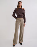 Tova Tie Tailoring Trouser in Khaki Beige