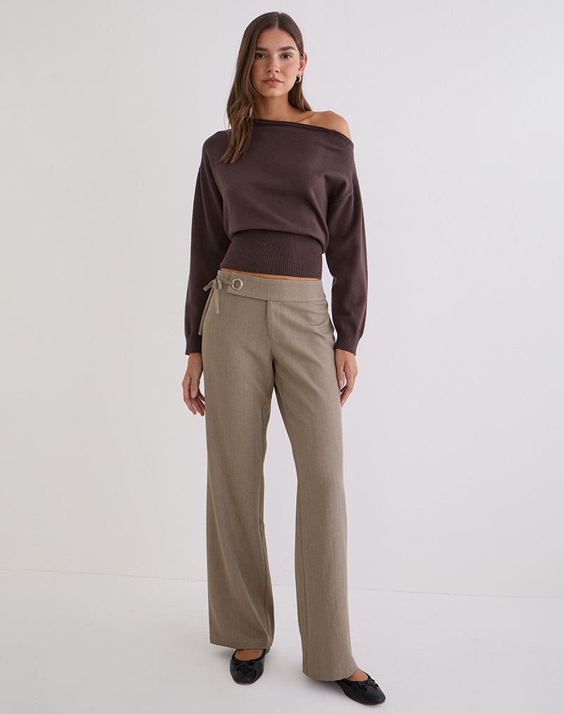 Tova Tie Tailoring Trouser in Khaki Beige