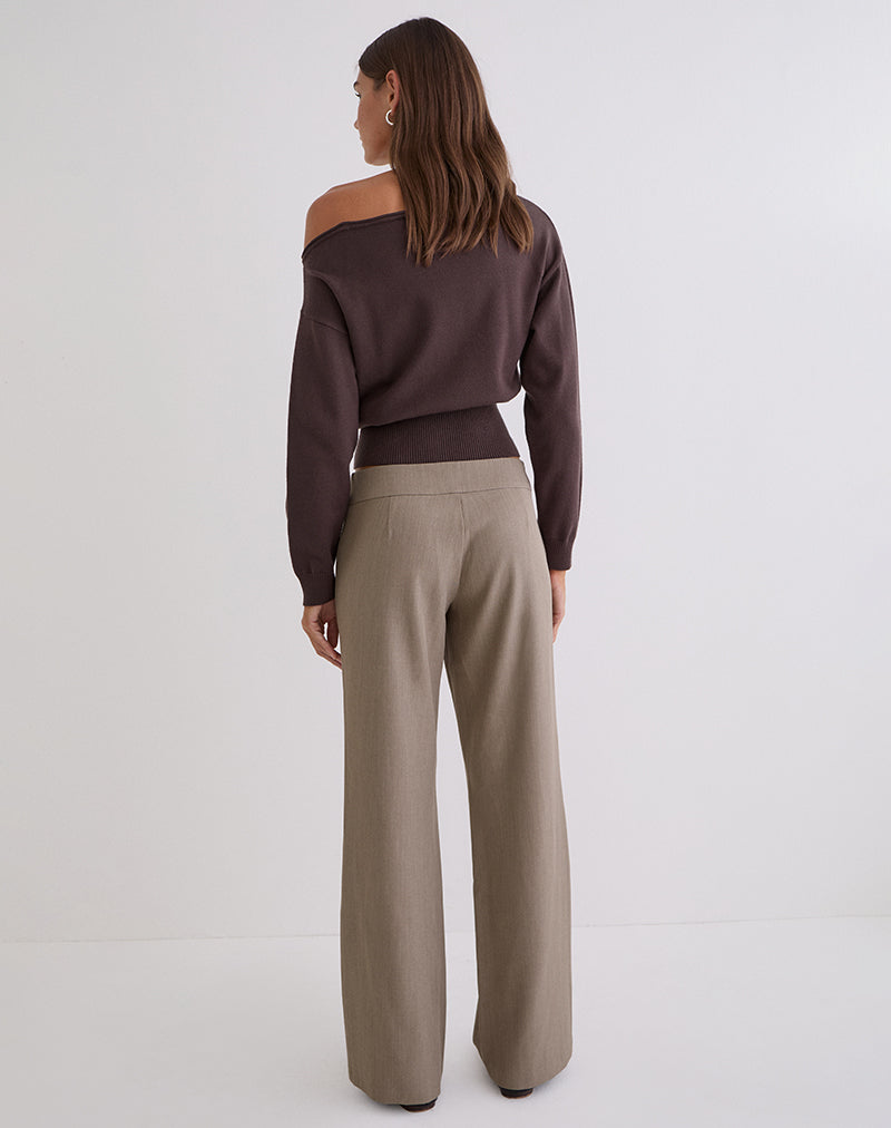 Tova Tie Tailoring Trouser in Khaki Beige