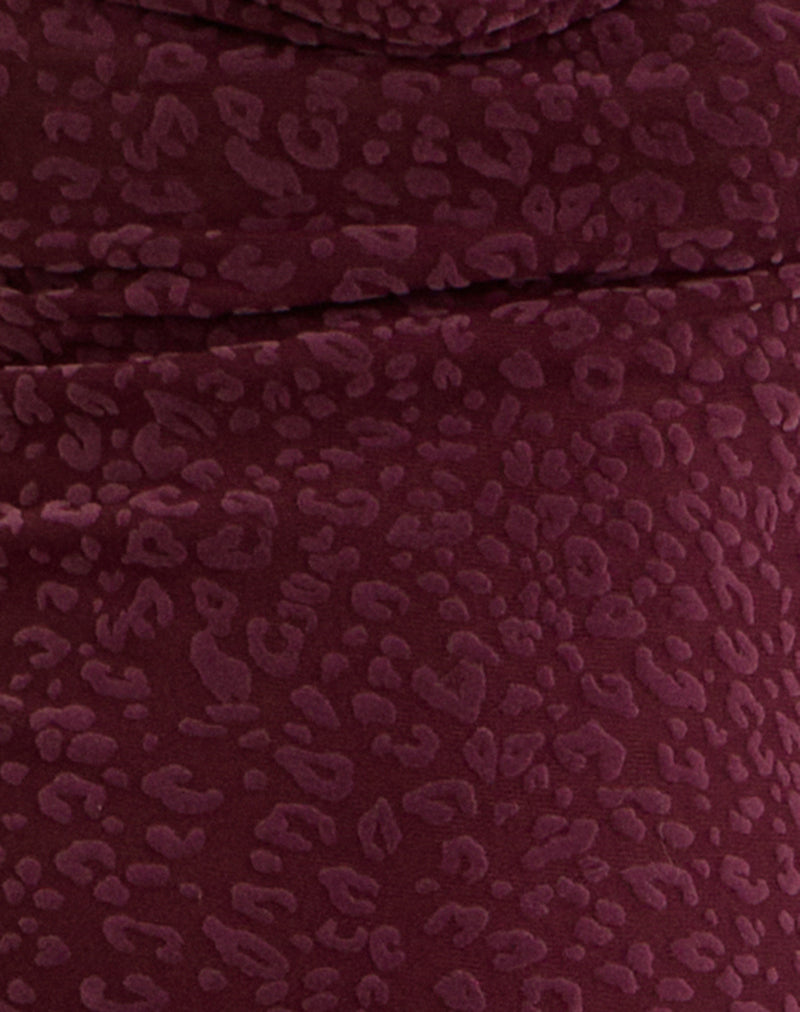 Trivedi Long Sleeve Top in Flock Mini Leopard Plum