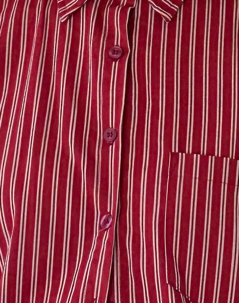 Turner Oversized Shirt in Maroon Stripe