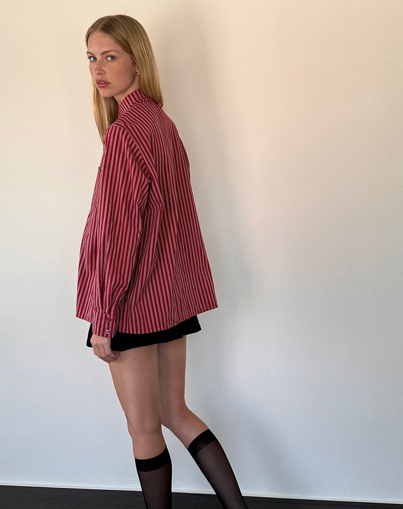 Turner Oversized Shirt in Maroon Stripe