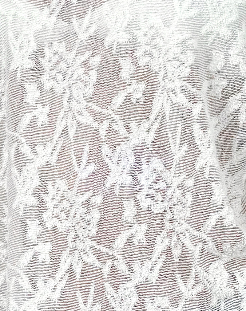 Turvi Boat Neck Top in Jacquard Knit Ivory