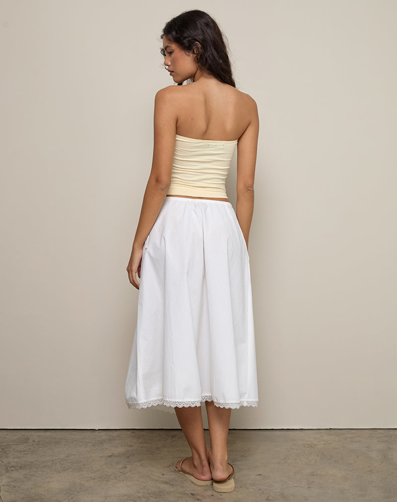 Taka Midi Skirt in Poplin White