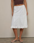 Tausi Pleated Midi Skirt in Off White Linen