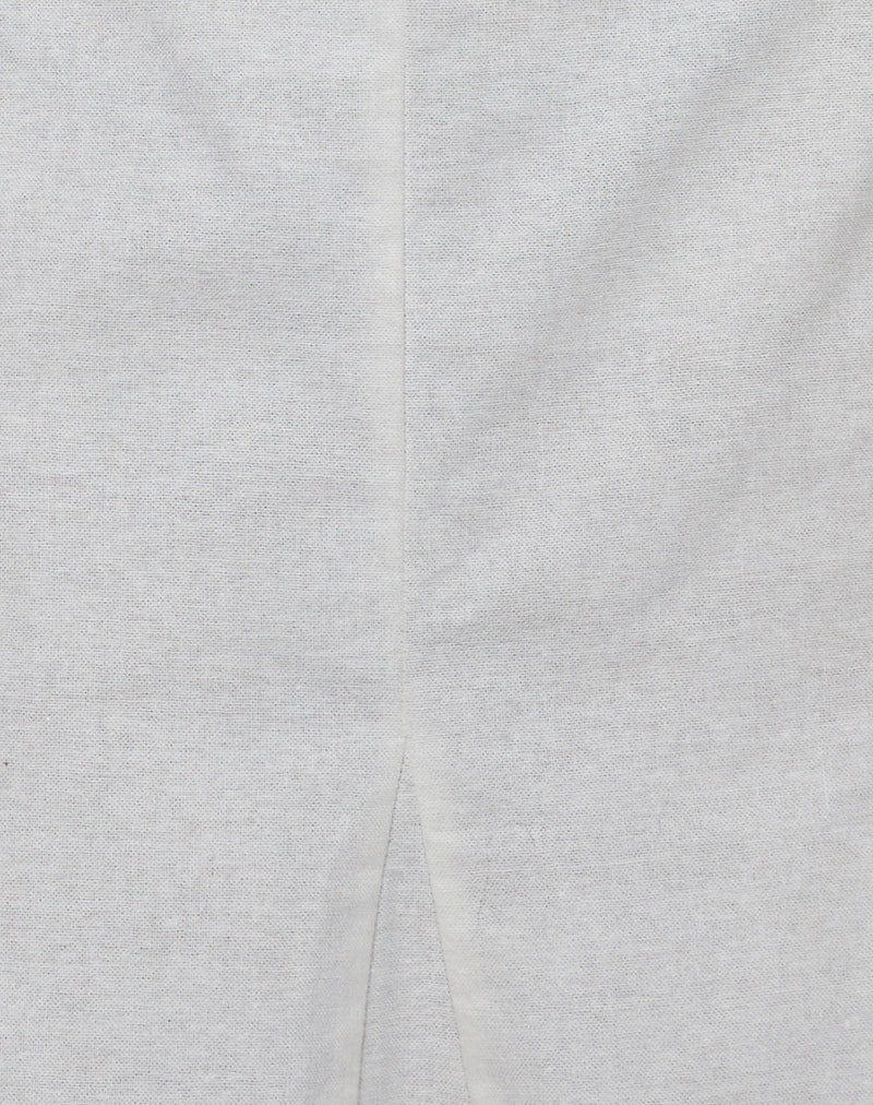 Tausi Pleated Midi Skirt in Off White Linen