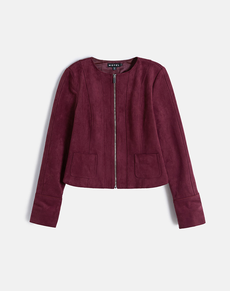 Ukiyo Jacket in Faux Suede Burgundy