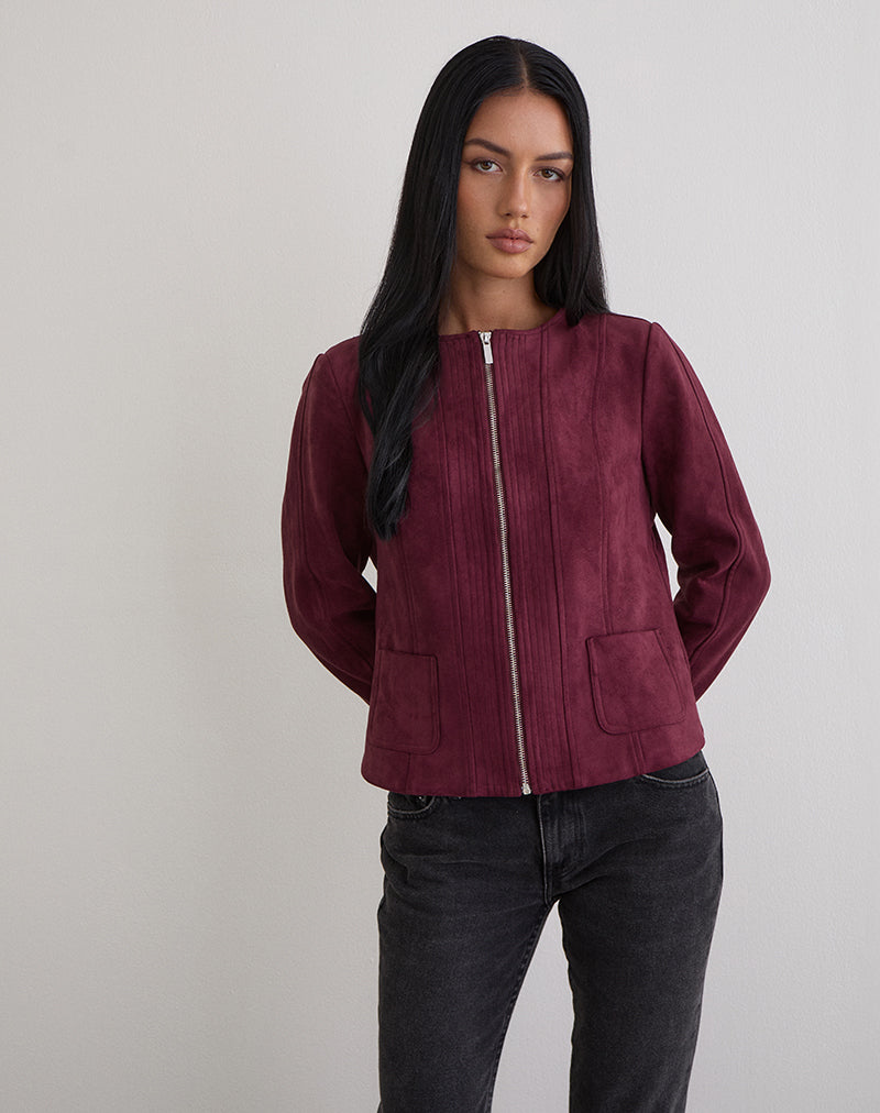 Ukiyo Jacket in Faux Suede Burgundy