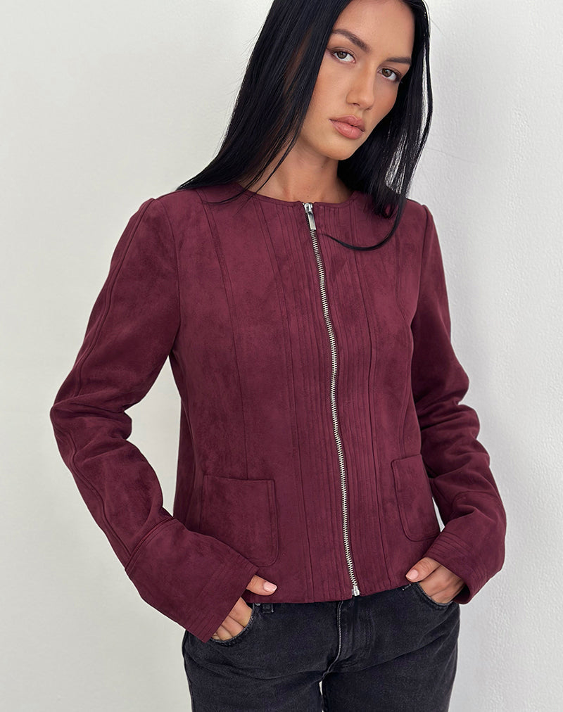 Ukiyo Jacket in Faux Suede Burgundy