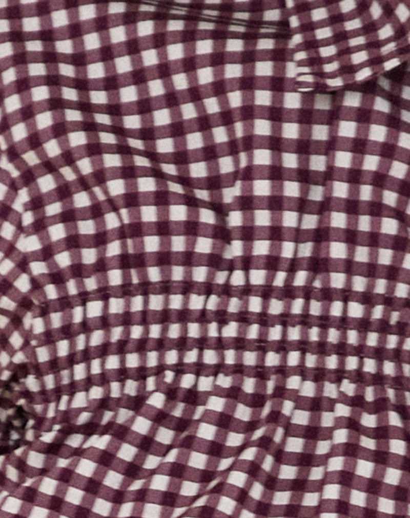 Ulsan Fitted Shirt in Mini Gingham Wine