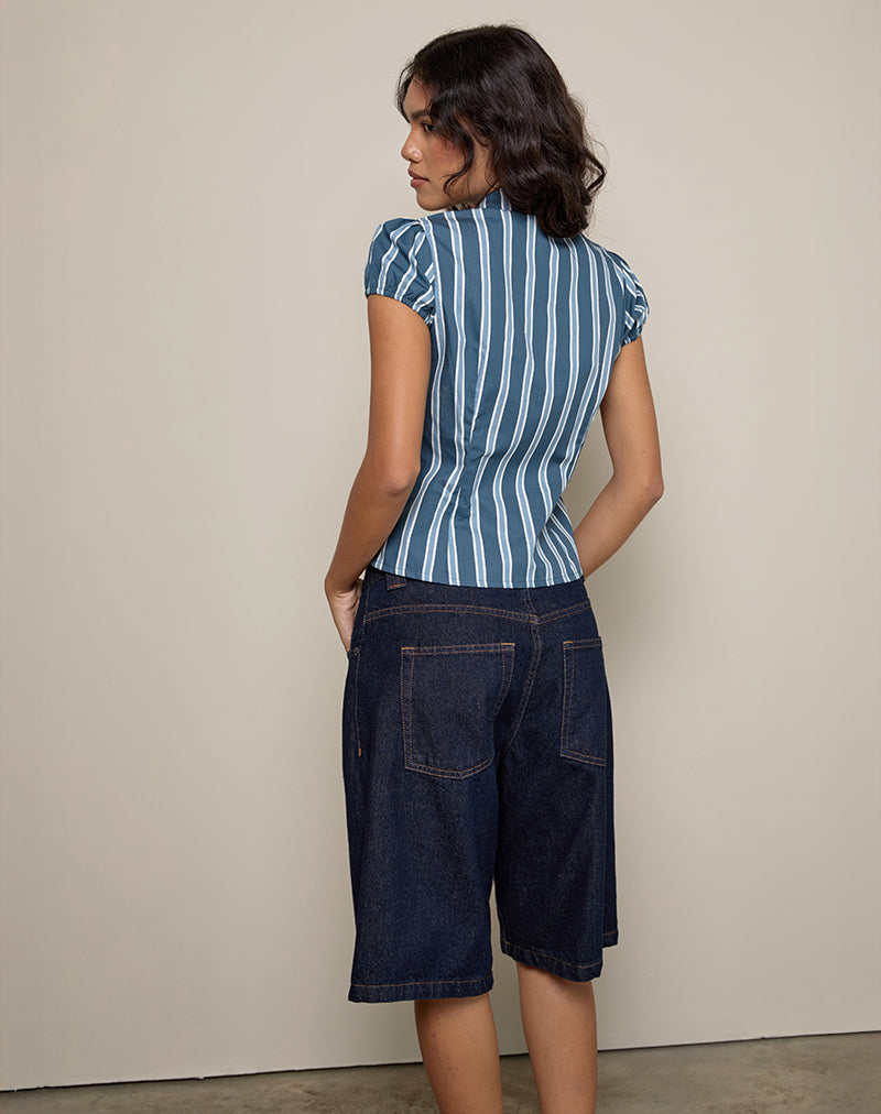 Ulsan Fitted Shirt in Poplin Formal Stripe Navy