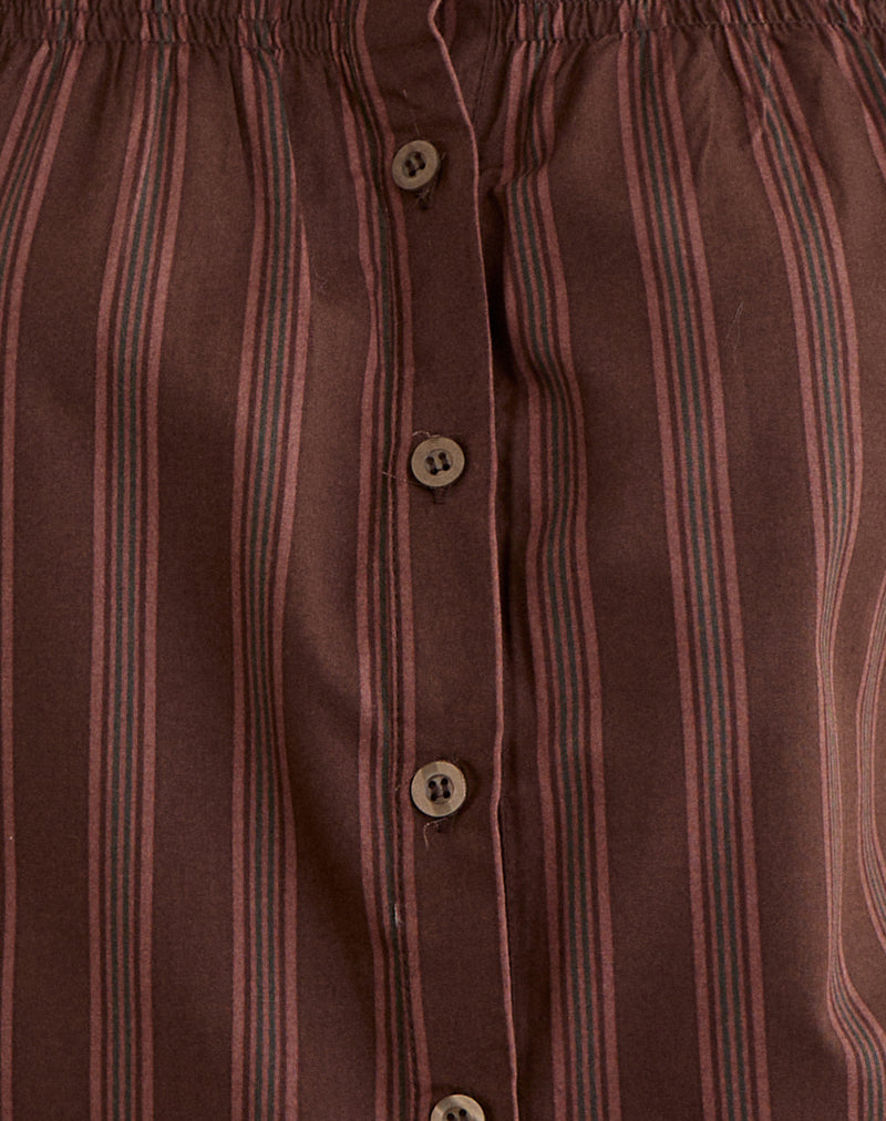 Ulsan Shirt in Poplin Stripe Brown