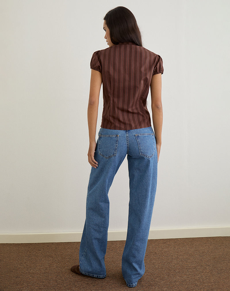 Ulsan Shirt in Poplin Stripe Brown