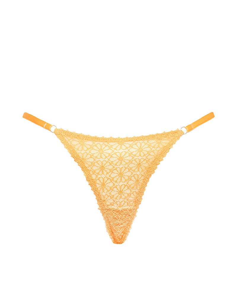 Uras Thong in Tonal Flower Lace Orange with Trim