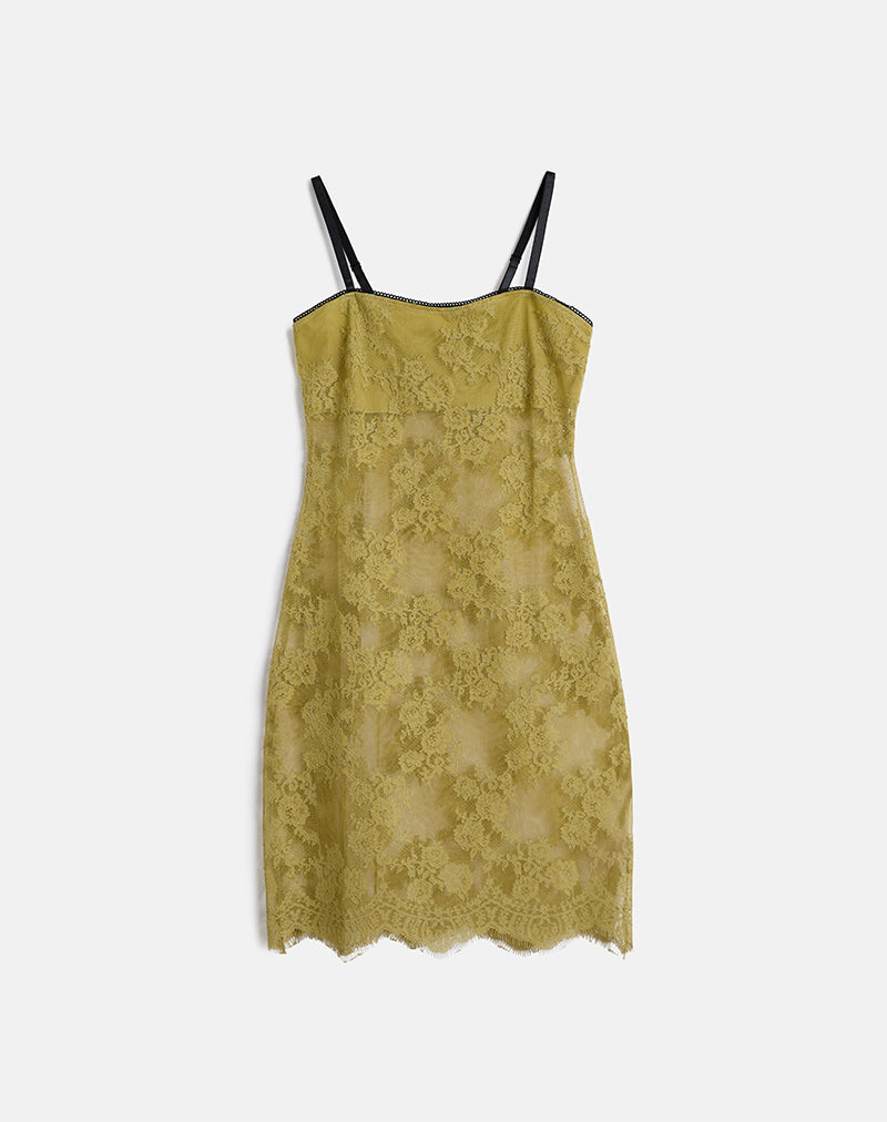 Urian Dress in Eyelash Lace Chartreuse
