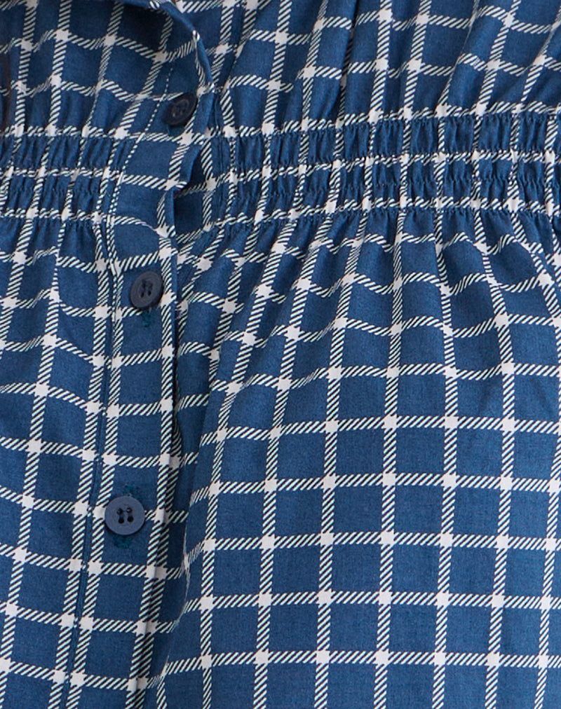Ulsan Fitted Shirt in Navy Tartan Poplin