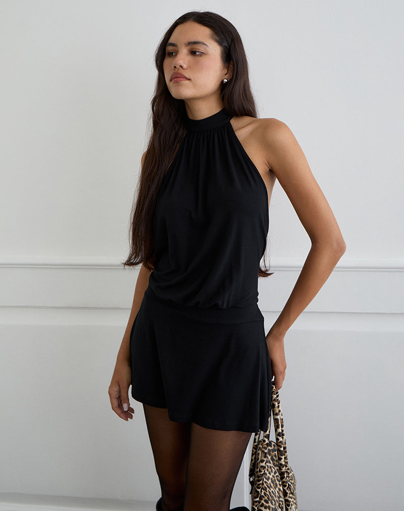 Vaklina Mini Dress in Rayon Jersey Black