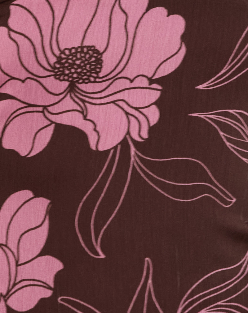 Varsha Bandeau Top in Flare Floral Pink Brown
