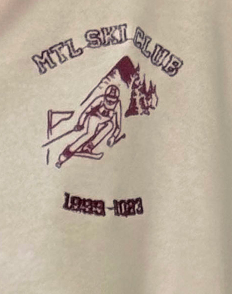 Varsity Jumper in Winter White with Burgundy Ski Club Embroidery