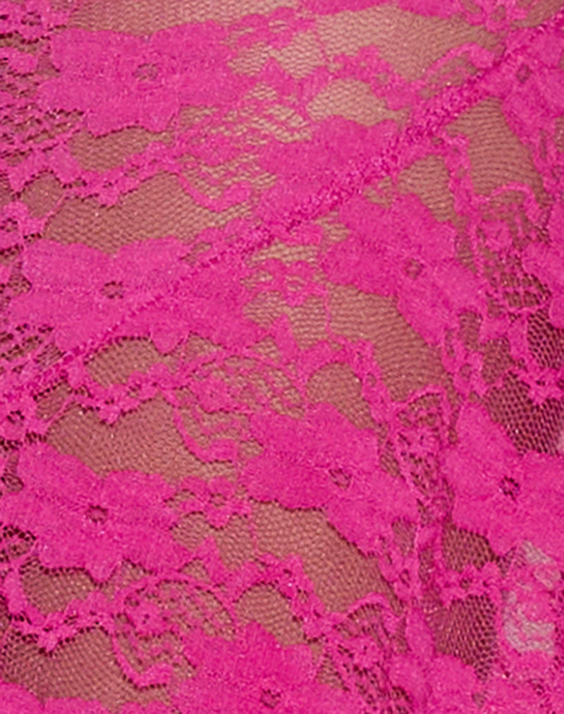 Cinta Low Rise Midi Skirt in Orchid Lace Hot Pink