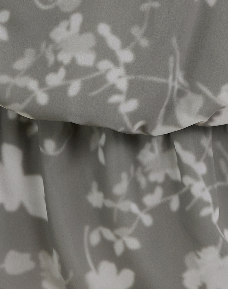 Veloria Mini Dress in Blurred Floral Grey