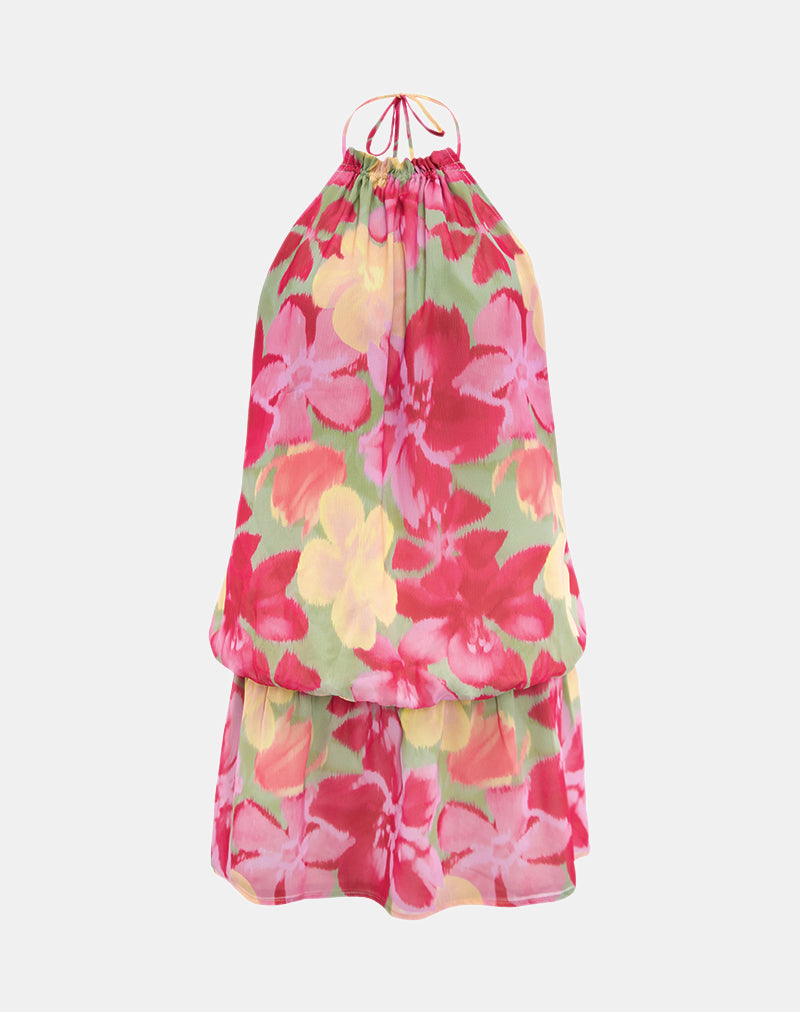 Veloria Mini Dress in Bold Multi Colour Floral