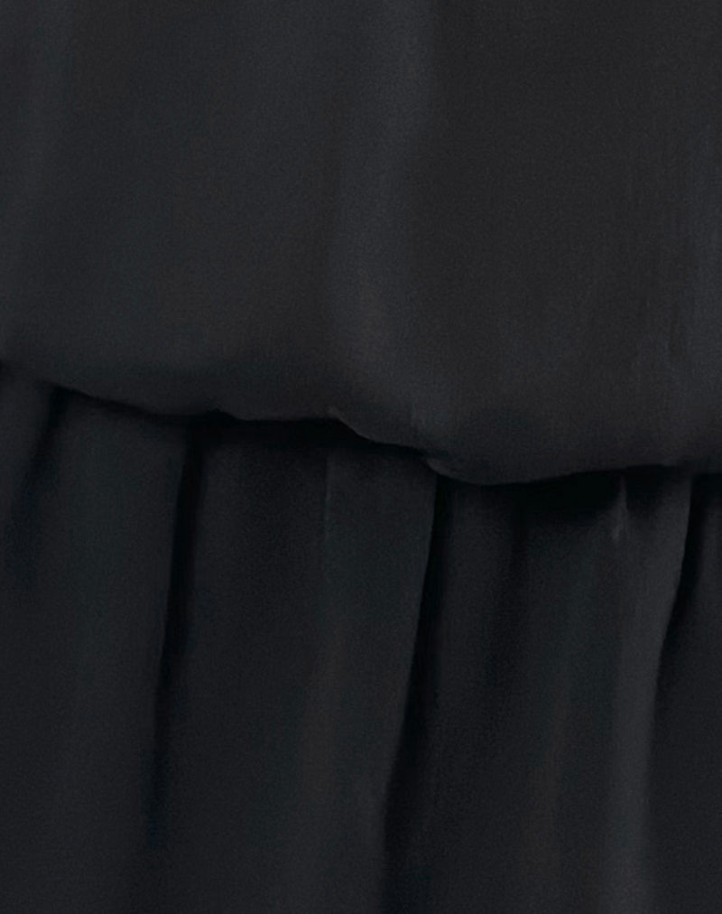 Veloria Halterneck Mini Dress in Black Chiffon with Lining