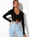 Venema Long Sleeve Top in Rib Black